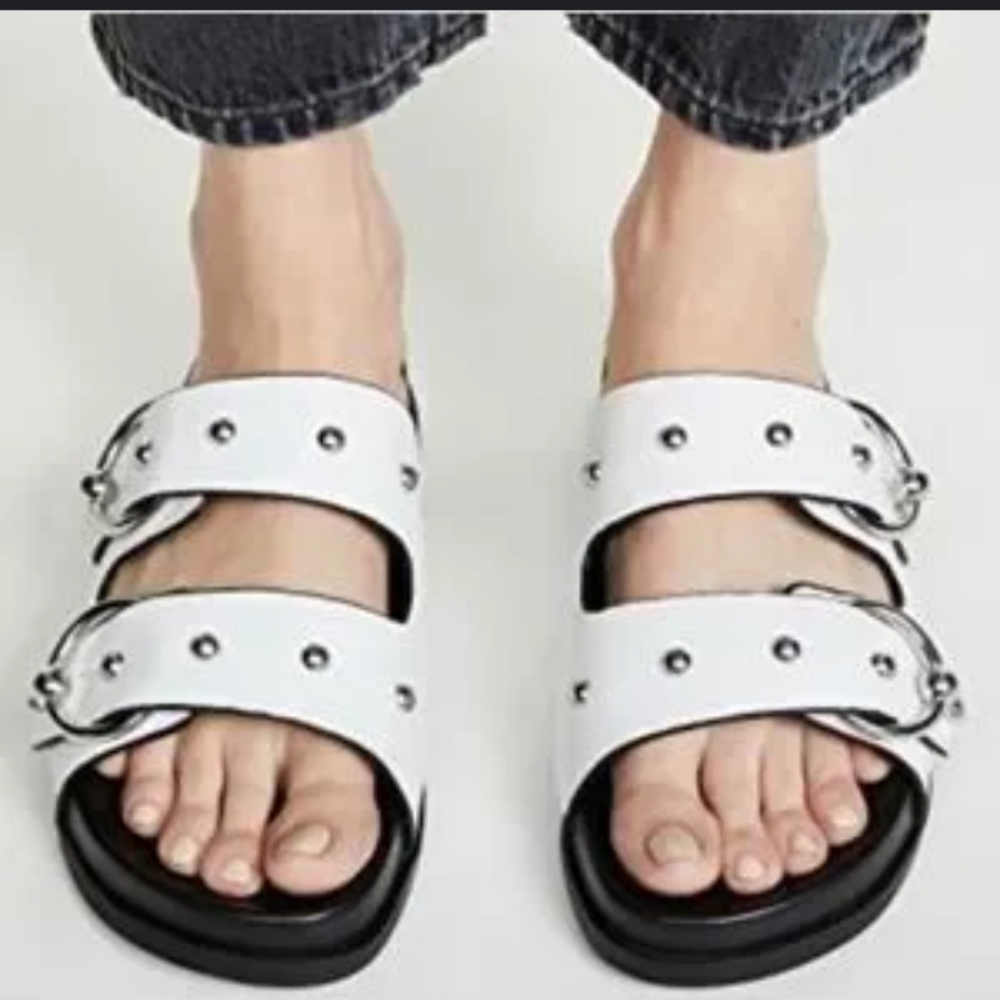 Rebecca Minkoff Vachel Studded Leather Upper Slides